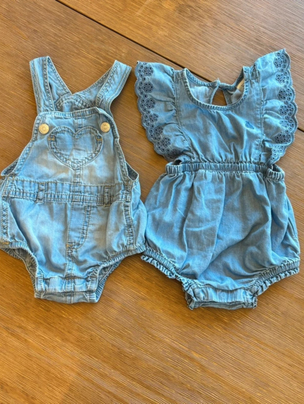 Baby gap denim rompers bundle 3-6m